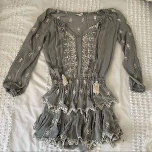 LoveShackFancy Silk tiered mini dress S